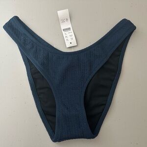 J.Crew Textured Curved-Waist Cheeky Bikini Swim Bottom Size XS Dark Blue